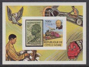 Ivory Coast 519 Rowland Hill Souvenir Sheet MNH VF