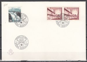 Sweden, Scott cat. 1039-1040. Waterfall & Street Scene issue. First day cover. ^