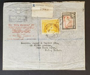 1941 Georgetown British Guiana New York Advertising Registered Ad Air Mail Cover