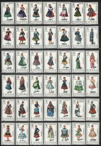 Spain #1394-1444 ~ Short Set 46/53 ~ Costumes ~ Unused, MX Hinge (1967-70)