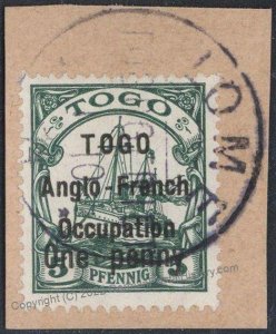 German 1914 Togo LOME WWI French English Occupation Mi15I Used Stamp Expe 107196