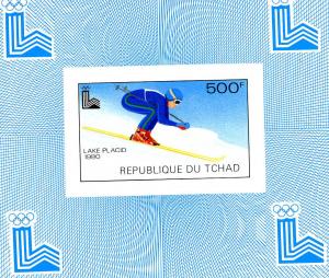 Chad 1980 OLYMPIC LAKE PLACID SKI s/s Imperforated Mint (NH)