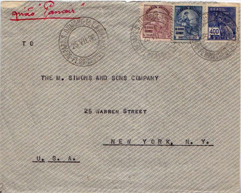 Brazil 400R Mercury and 200R and 5000R Education 1936 Depart. S. Dumont-1a T....