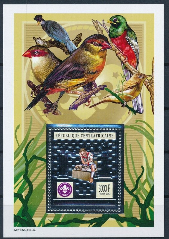 [I537] Central Africa 2002 Scouting Birds good sheet silver stamp very fine MNH