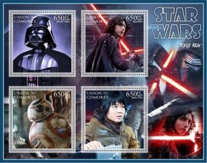 Stamps. Cinema. Space. Star Wars  2022 year 1+1 sheets perforated Comores