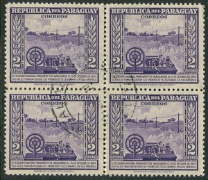 Paraguay 436 block/4,CTO,Michel 611. 1st telegraph in South America,1946.