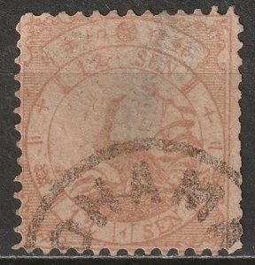 Japan 1875 Sc 46 forgery used syll. 1 large thin