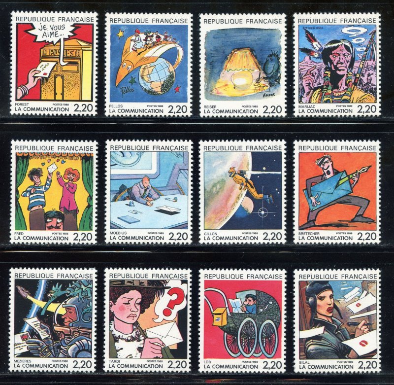 France 2088-2099 MNH, Prize Winning Cartoons Singles Set from 1988.