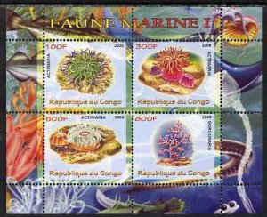 CONGO KIN. - 2009 - Sea Life #1 - Perf 4v Sheet -MNH-Private Issue