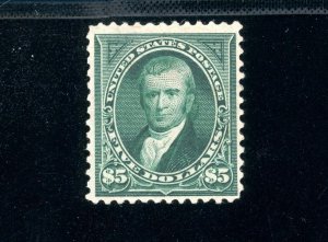 USAstamps Unused VF US 1895 $5 Bureau Issue Marshal Scott 278 OG MLH +Cert