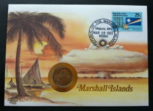 Marshall Islands Beaches 1991 Sailboat Sunset FDC (coin cover)