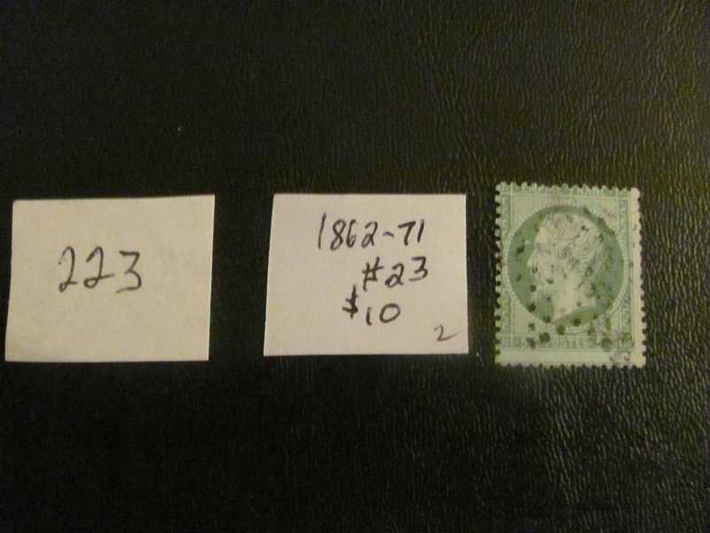 FRANCE USED 1862  SC 23  FINE $10 (223) CHECK STORE EXPENSIVE FRANCE