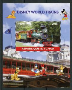 Trains Stamps Chad 2016 CTO Disney World Railways Cartoons 1v M/S II