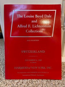 Dale-Lichtenstein (Harmers NY) Auction Catalogue SWITZERLAND, Dec. 8, 1989