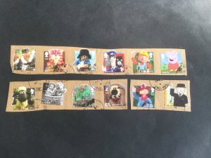 GB 2014 Classic Children's TV.  Set of 12 used stamps on paper.