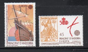 Andorra (Sp) Sc 217-218 1992 Europa stamp set mint NH