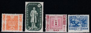 Japan # 375-378, Postal Services 75th Anniversary Mint Hinged, 1/3 Cat.