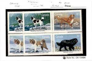 Canada, Postage Stamp, #1220a (2 Ea) Block Mint NH, 1988 Dogs (AG)