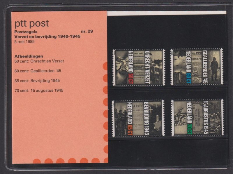 Netherlands 1985 Liberation 40 Years Sc.665-8 Official Folder No.29 MNH