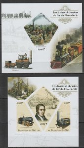 Oz0049 Imperf 2019 Transport Trains Of The 19Th Century 1Kb+1Bl Mnh