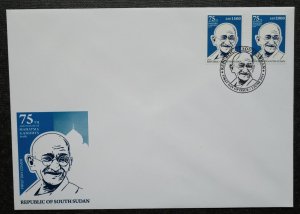 SOUTH SUDAN 2024 - FDC SET 2V 1500 SSP & 2000 SSP - MAHATMA GANDHI - RARE FDC-