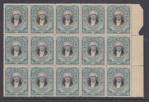 Ecuador 1901 50c Light Blue & Black Marginal Block x 15 MNH. Scott 150