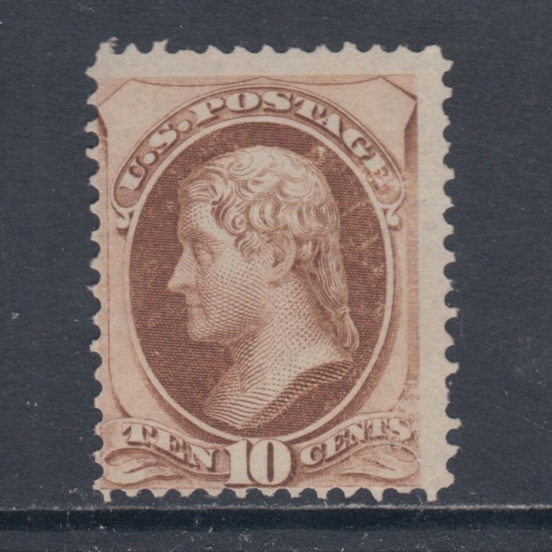 US Sc 150 MNG. 1870 10c brown Jefferson, Scarce