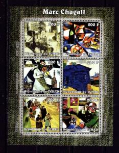 Chad 2002 Marc Chagall mini-sheet of 6 NH