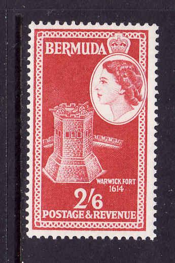 Bermuda-Sc.#159-Unused NH-2sh6p scarlet-Warwick Fort-1953-58-