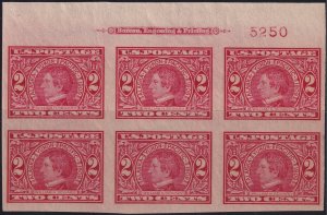 #371 Mint NH, VF, Plate number block of 6, imprint (CV $350) (CV $35 - ID4246...