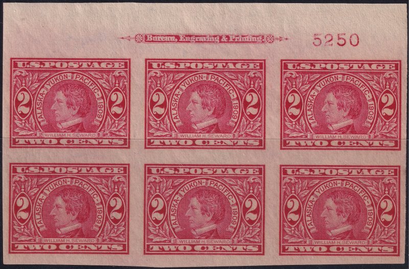 #371 Mint NH, VF, Plate number block of 6, imprint (CV $350) (CV $35 - ID4246...