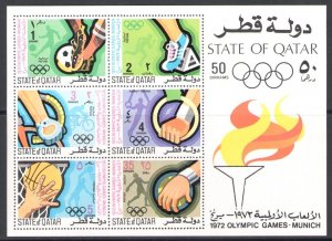 1972 QATAR - SG. MS 423 - Munich Olympics - Untoothed Sheet - MNH**