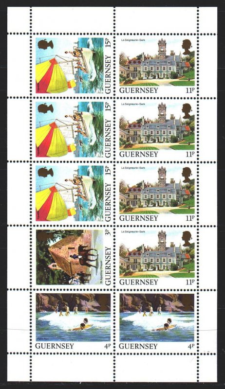 Guernsey. 1985. Small sheet 268A-332A. Tourism, sailboat, horse. MNH.