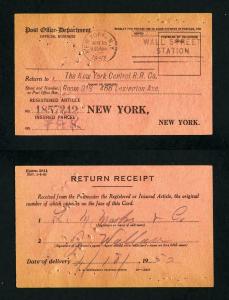 Return Receipt Card from New York, NY to New York, New York dated 4-18-1952