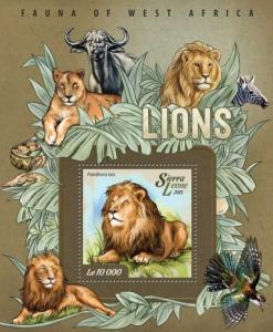 SIERRA LEONE 2015 SHEET LIONS WILD CATS FELINES WILDLIFE srl15013b