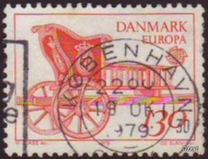 Denmark 1975 Sc#651 1.30k  Red Europa Mail Cart 1785 Used