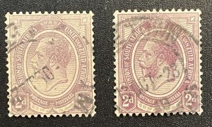 South Africa #5 Used (2 copies showing color variation) Circa 1913-24)