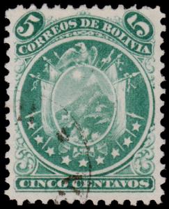 Bolivia Scott 10 (1868) Used H F-VF, CV $18.00