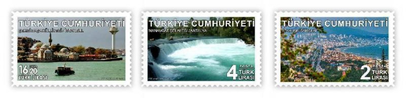 TURKEY / 2019 - TOURISM (Waterfall, Lighthouse, Boat), MNH, Mi: 4522/4524 