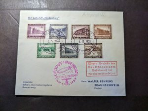 1937 Germany LZ 129 Hindenburg Zeppelin Airmail Cover Cologne to Braunschweig