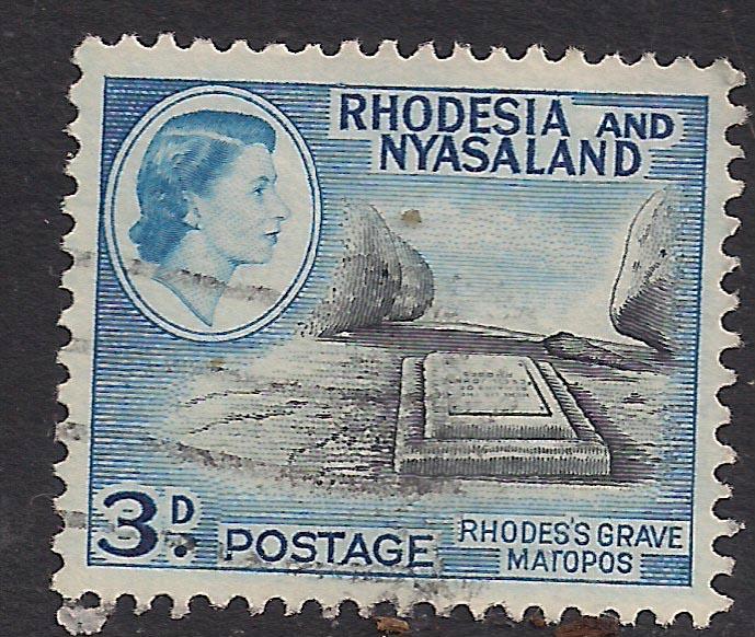 Rhodesia Nyasaland QE2 1959 - 62  3d used stamp SG 22 ( E84 )