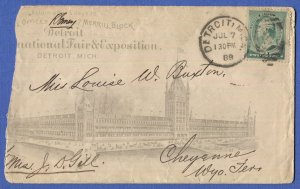 1889 Sc 213 on Scarce Detroit International Fair & Exposition Advertising cover