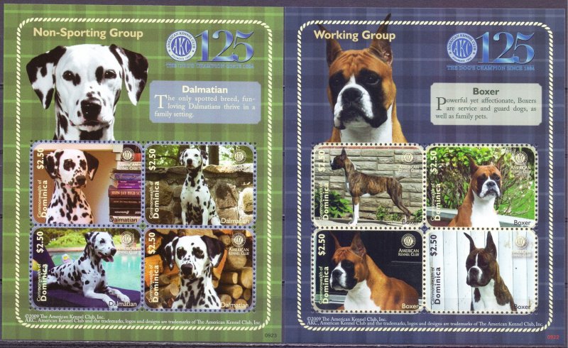 Dominica. 2010. 2Small sheet 4043-50. Dogs. MNH.