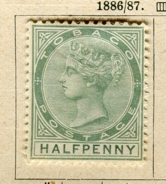 TOBAGO; 1887 early classic QV Crown CA Mint hinged 1/2d. value