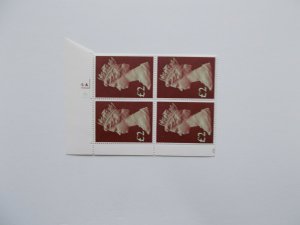 1977 £2 Machin High Value in Cylinder Block of 4 (Cyl 4A3B no dot) APS Perf U/M