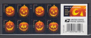 (G) USA #5137-5140 Halloween Jack-O’-Lanterns  Full Booklet of 20 stamps MNH