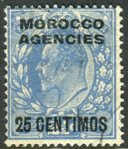 MOROCCO AGENCIES-1912 25c on 2½d Dull Blue.  A fine used example Sg 124a