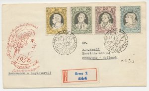 Registered cover / Postmark Poland 1956 Mozart - Composer