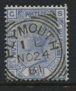 1881 2 1/2d ultra Plate 22 lettered SG, SG 157 with Plymouth squared circle