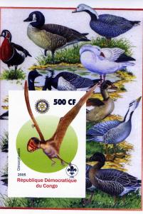 Congo 2005 PREHISTORIC BIRDS ROTARY Emblem s/s Imperforated Mint (NH)